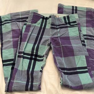 Free People Penny Pull On Flare Corduroy Pants Jeans Plaid size 26 worn once